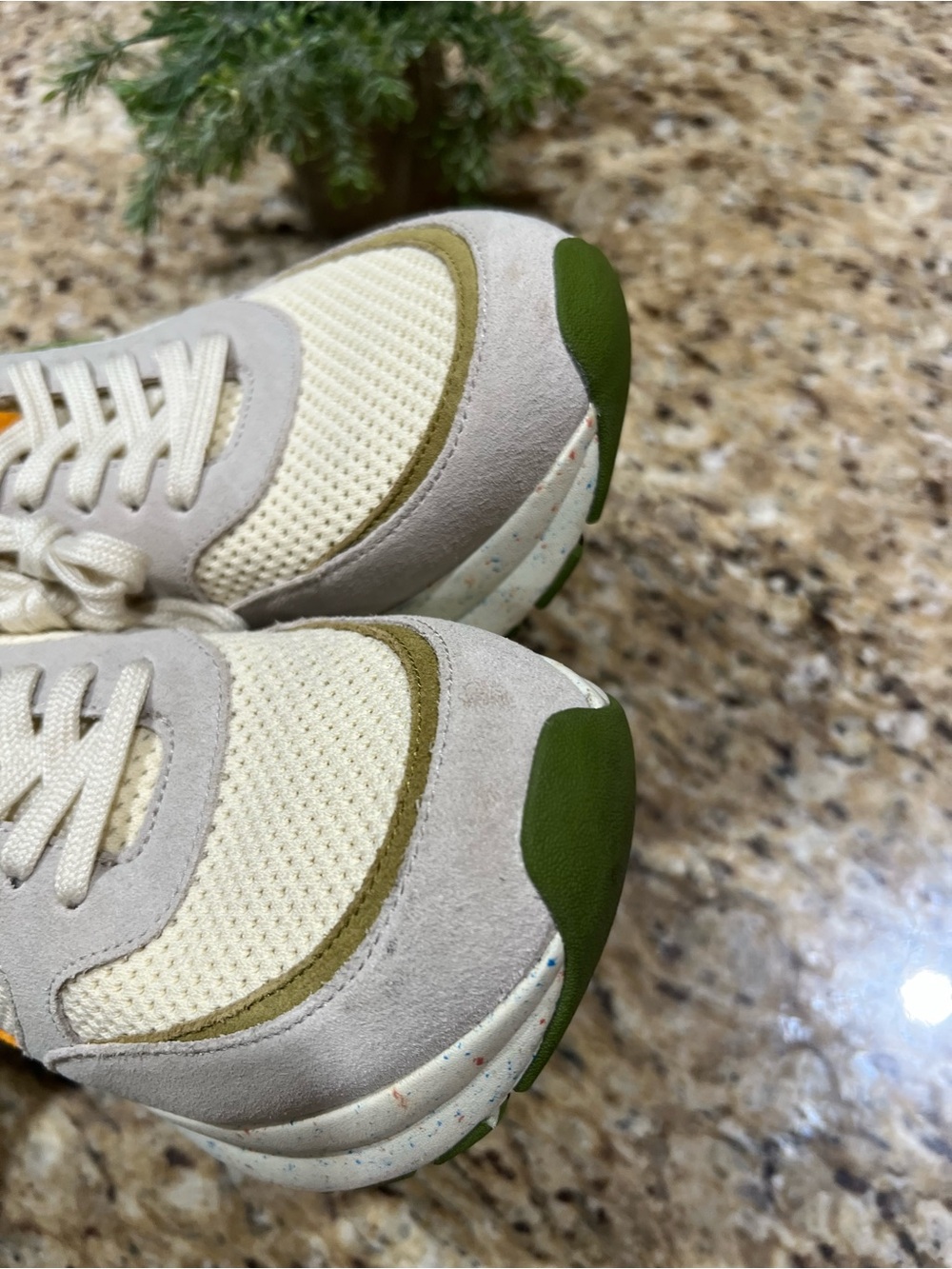 Tory Burch Good Luck Trainer Ivory Cream Vibrant Green w/ Speckles Sneakers 10 - Picture 7 of 11